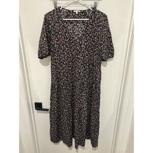 Calme By Johnny Was Women's V-Neck Floral Dress, Navy Multi, Medium